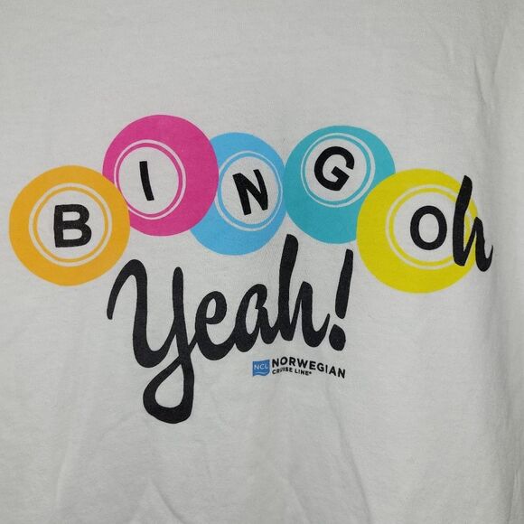 Norwegian Cruise Line Bingo Oh Yeah size 2XL Mens White short sleeve T-Shirt - Picture 2 of 3